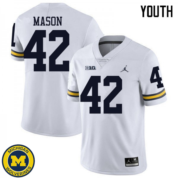 Youth University of Michigan #42 Ben Mason White Jordan Brand Alumni Jersey